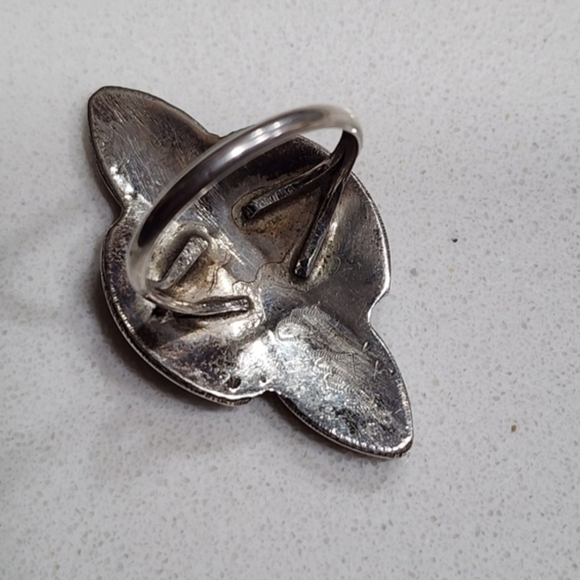 Turquoise Sterling Silver Native American Women's Statement Ring Size 7.5 - Picture 7 of 7